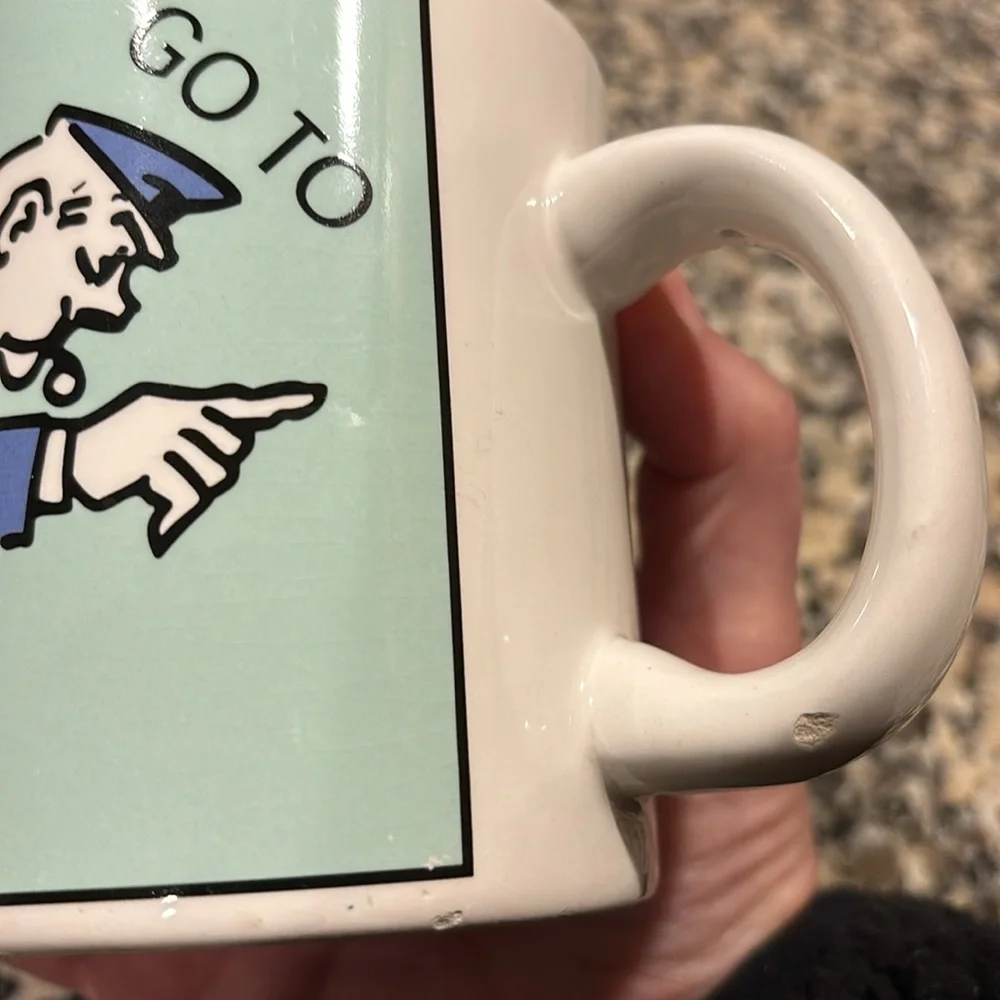 Monopoly Coffee Mug Cup: GO DIRECTLY TO JAIL Do Not Pass Go, Do Not Collect $200